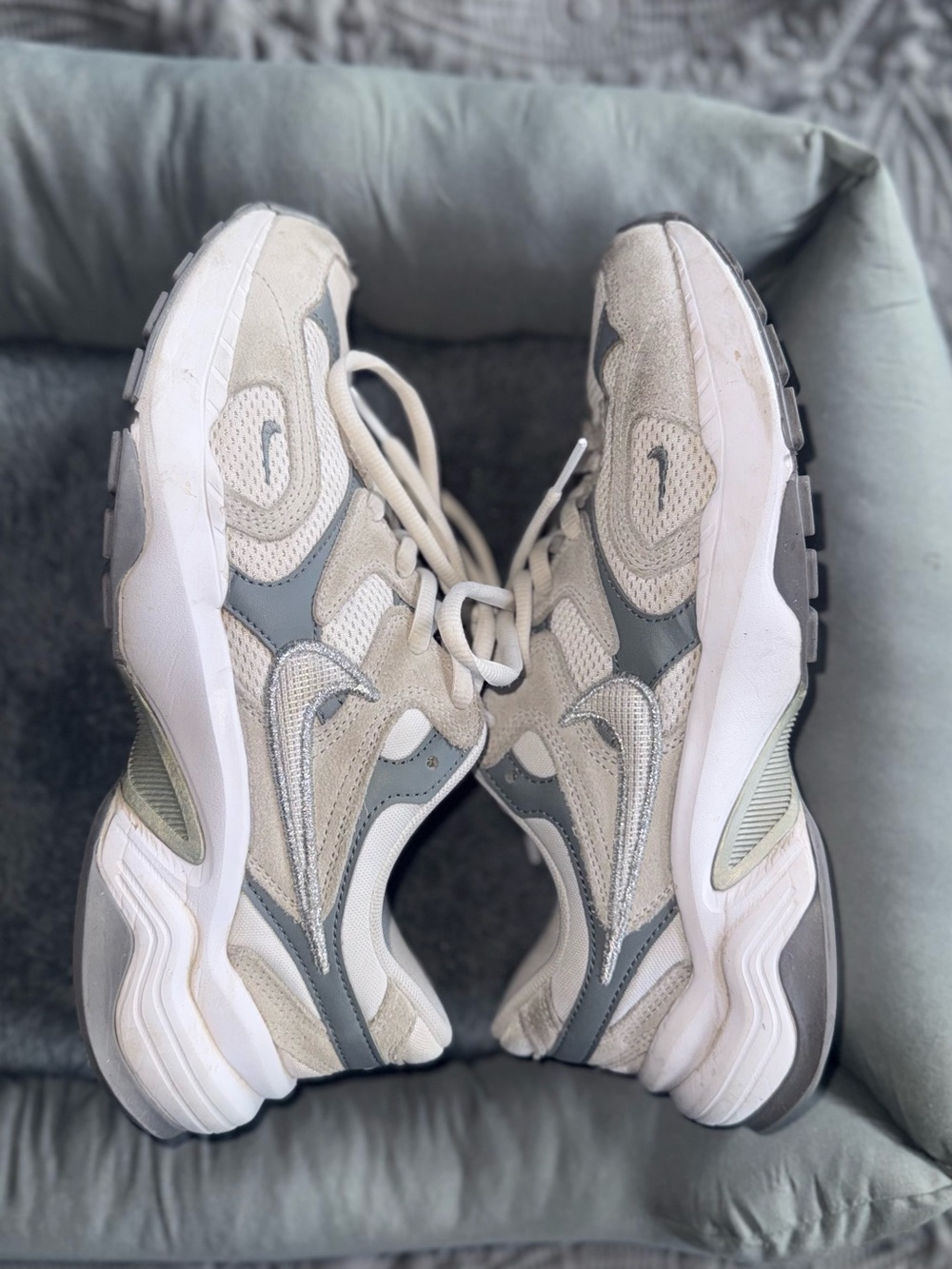 Nike Beige and Gray Runner Sneakers